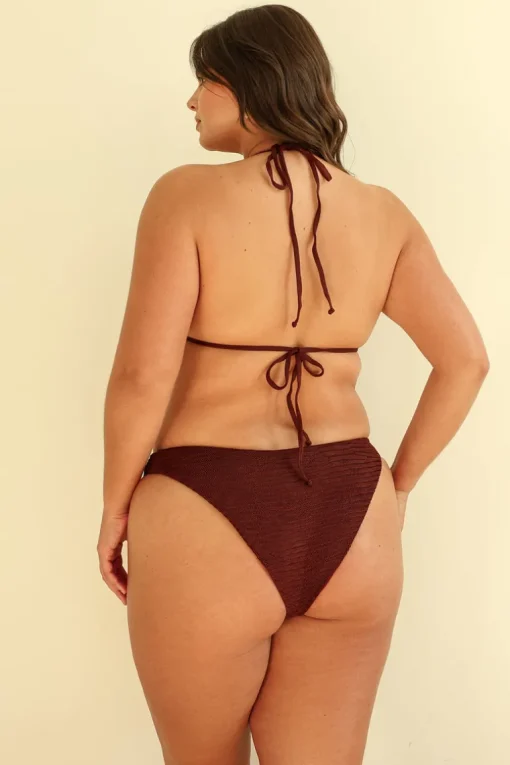 Mocha Crinkle Triangle Cheeky Set