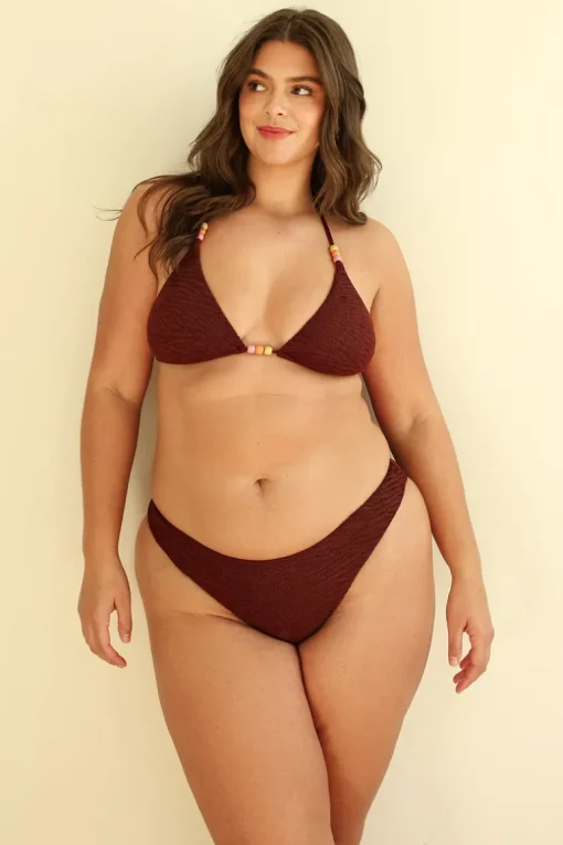 Mocha Crinkle Triangle Cheeky Set