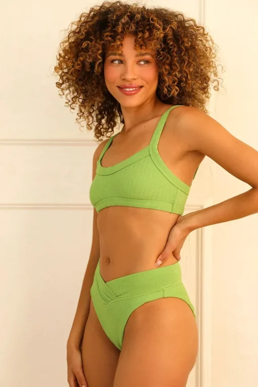 Retro High Cut Cheeky Bikini Bottom