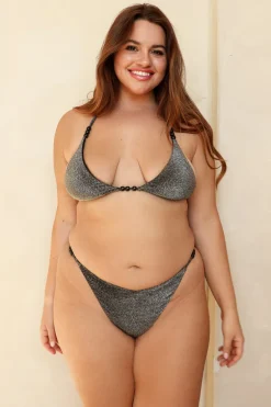 Sparkle Black Triangle Thong Set