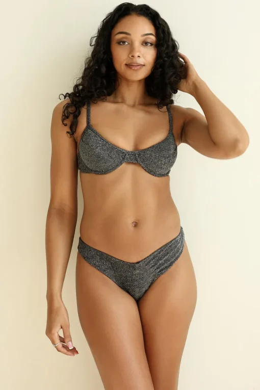 Sparkle Black Underwire Seashore Cheeky Set