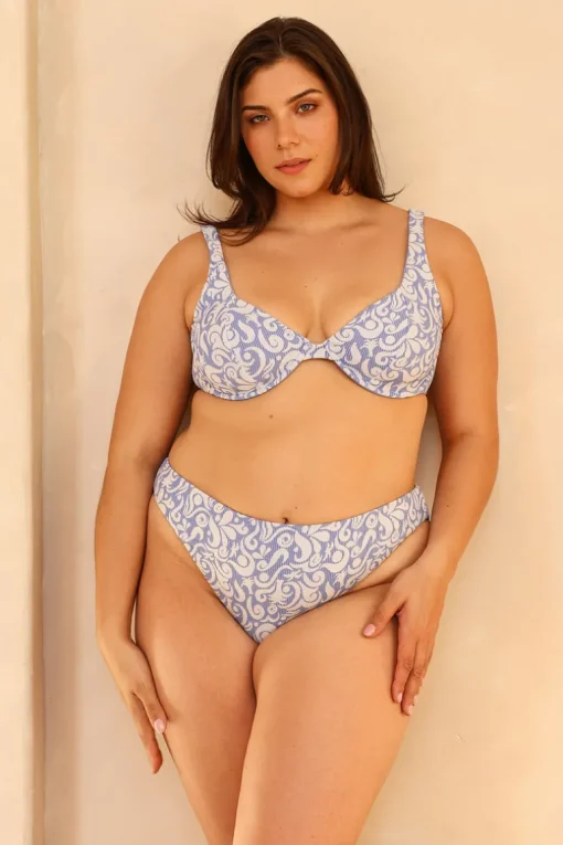 Twin Fin Blue Underwire Cheeky Set