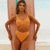 Wave Front Zipper Closure Bikini Top